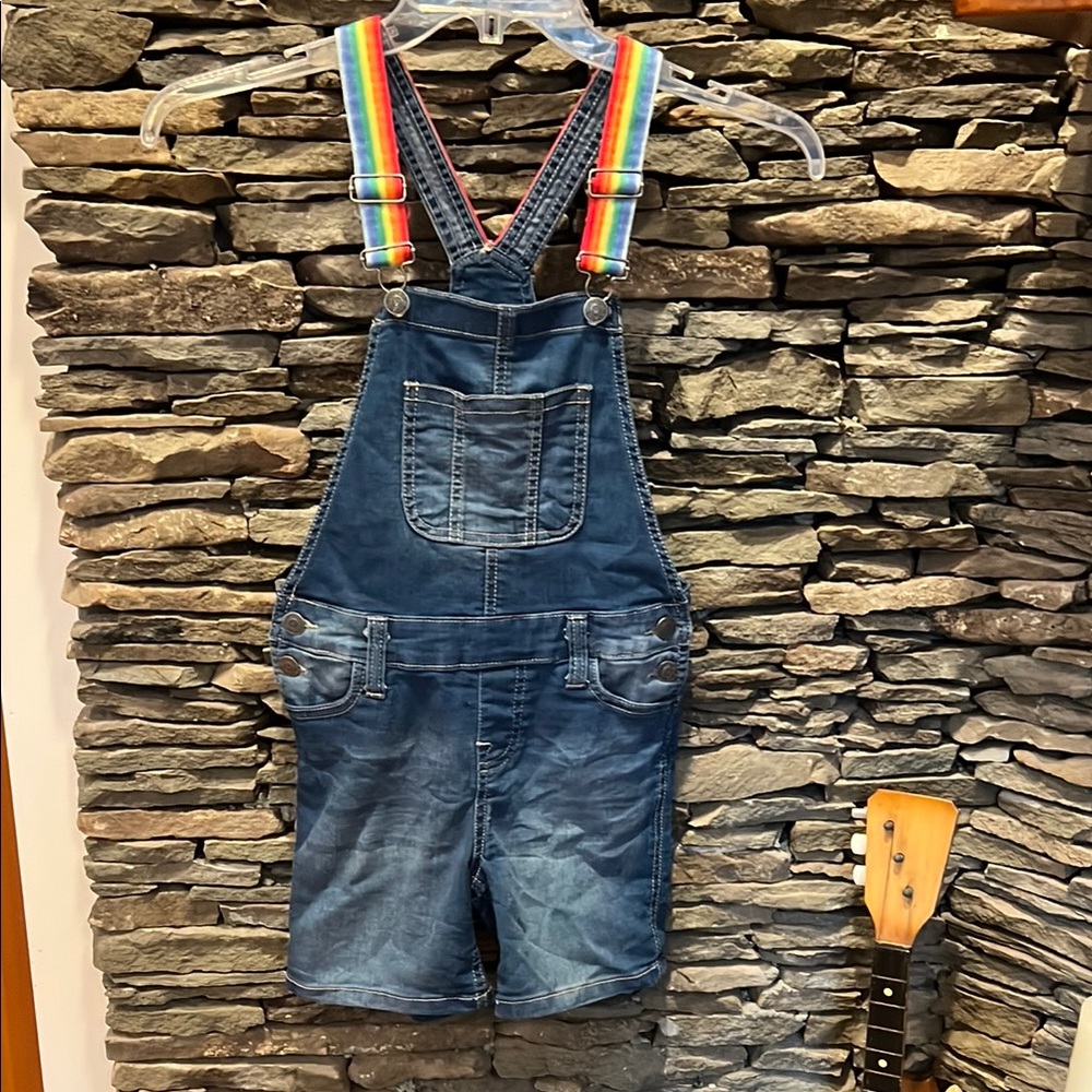 Kids Denim Overalls with Rainbow Straps- like new!!! - Picture 7 of 13
